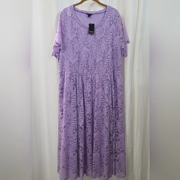 🥳HOST PICK🥳 Torrid 3 3X 22/24 Midi Lavender Lace Midi Fit Flare Dress Whimsy - Picture 4 of 12